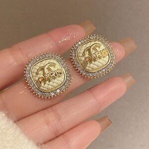 Gold Plated Stainless Steel Square Stud Earrings Tarnish Resistant